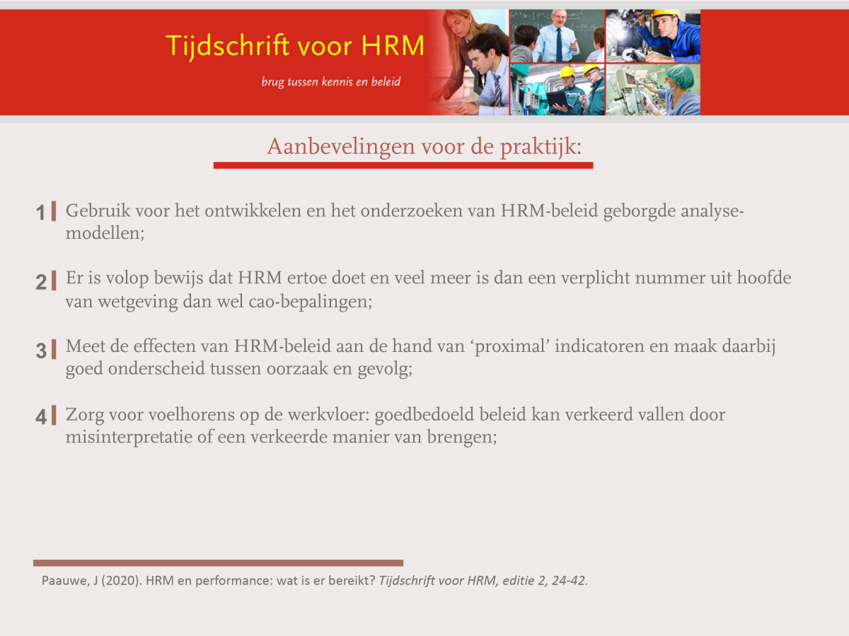 HRM en performance Wat is er bereikt? Tijdschrift voor HRM HRM en performance Wat is er bereikt? Tijdschrift voor HRM